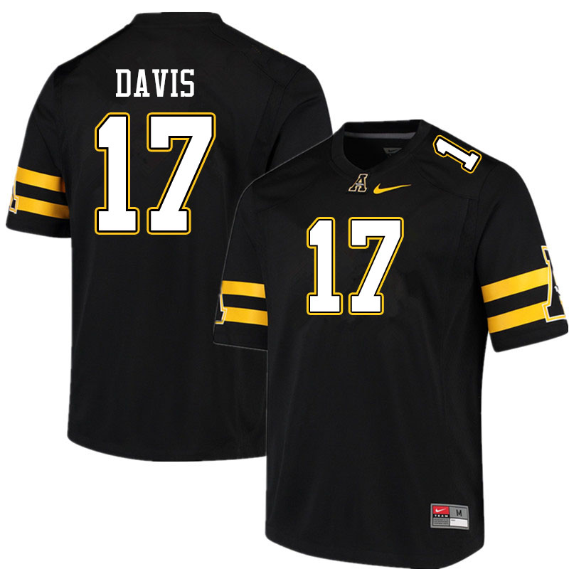 Men #17 Dashaun Davis Appalachian State Mountaineers College Football Jerseys Sale-Black